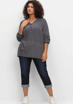 Schmale 7/8-Jeans mit Kontrasttape innen am Saum<sheego Sale
