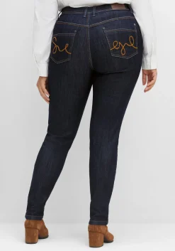 Schmale Jeans mit Kontrastnähten<sheego Discount