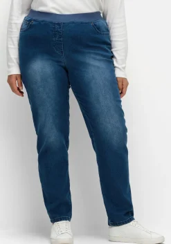Schmale Jeans mit Rippstrick-Dehnbund<sheego Online