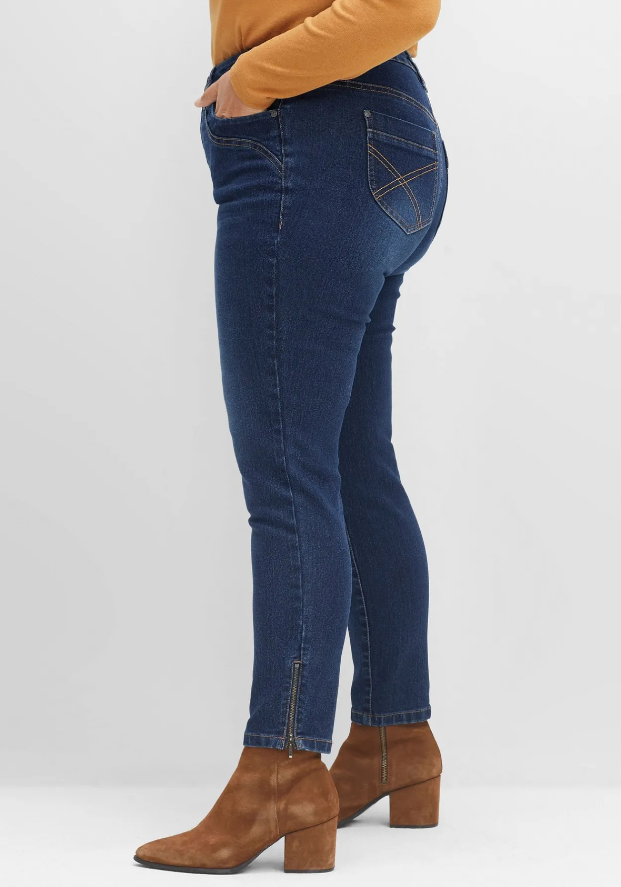 Schmale Jeans mit Zippern am Saumabschluss<sheego New