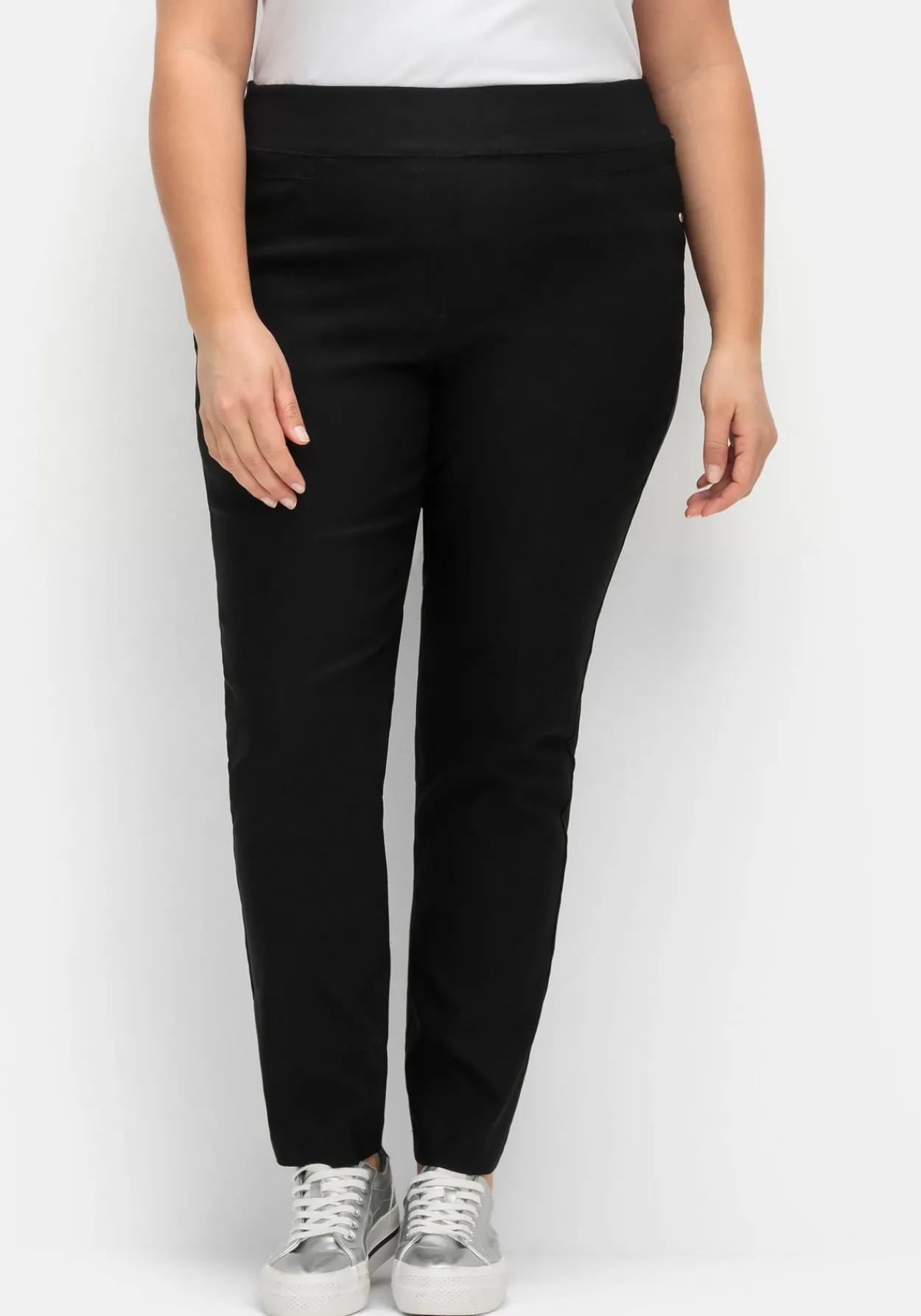 Schmale Stretchhose mit breitem Dehnbund<CREATION L PREMIUM Discount