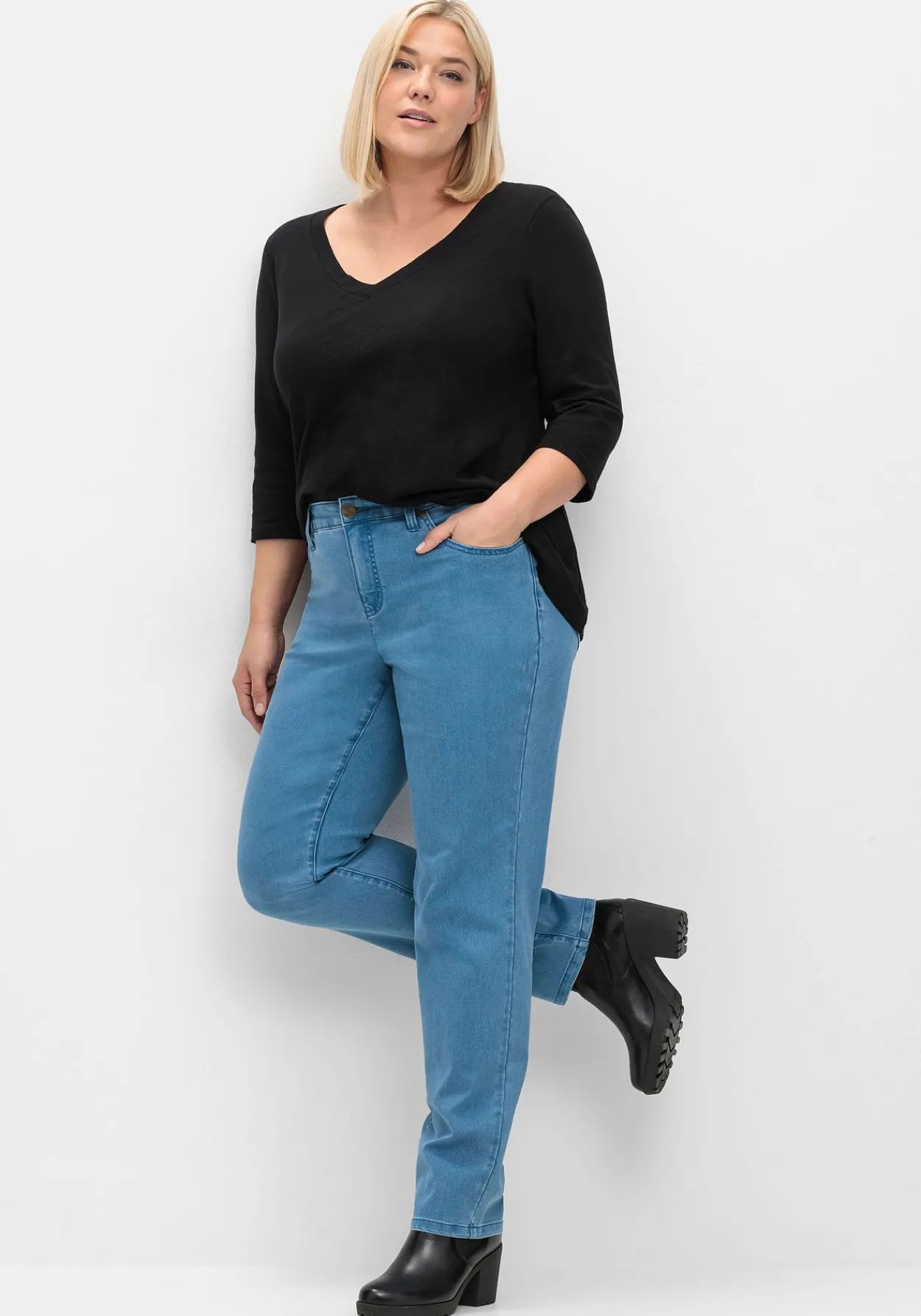 Schmale Stretch-Jeans im 5-Pocket-Stil<sheego Discount