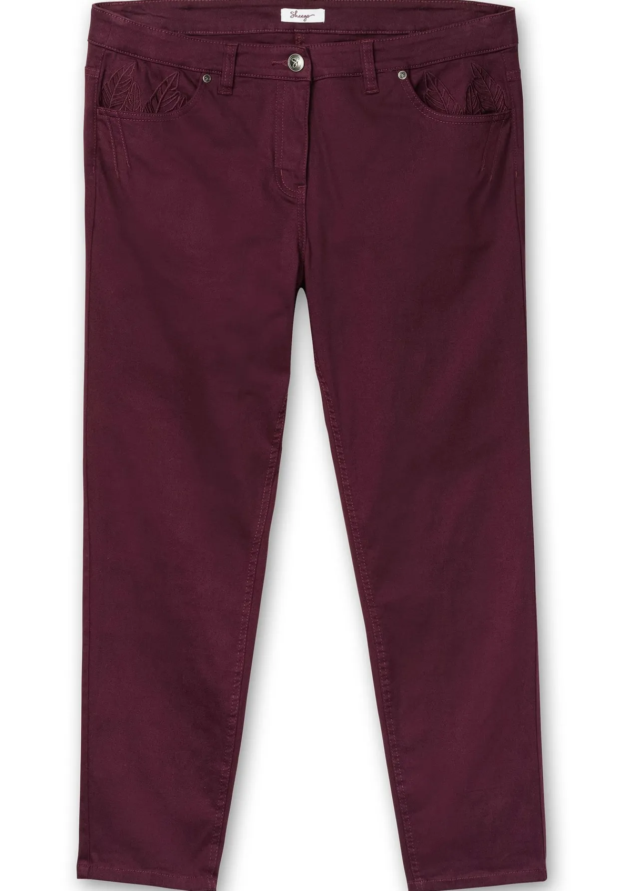 Schmale Twillhose mit Stickerei und Ziernähten<sheego Discount
