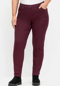 Schmale Twillhose mit Stickerei und Ziernähten<sheego Discount