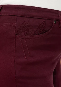 Schmale Twillhose mit Stickerei und Ziernähten<sheego Discount