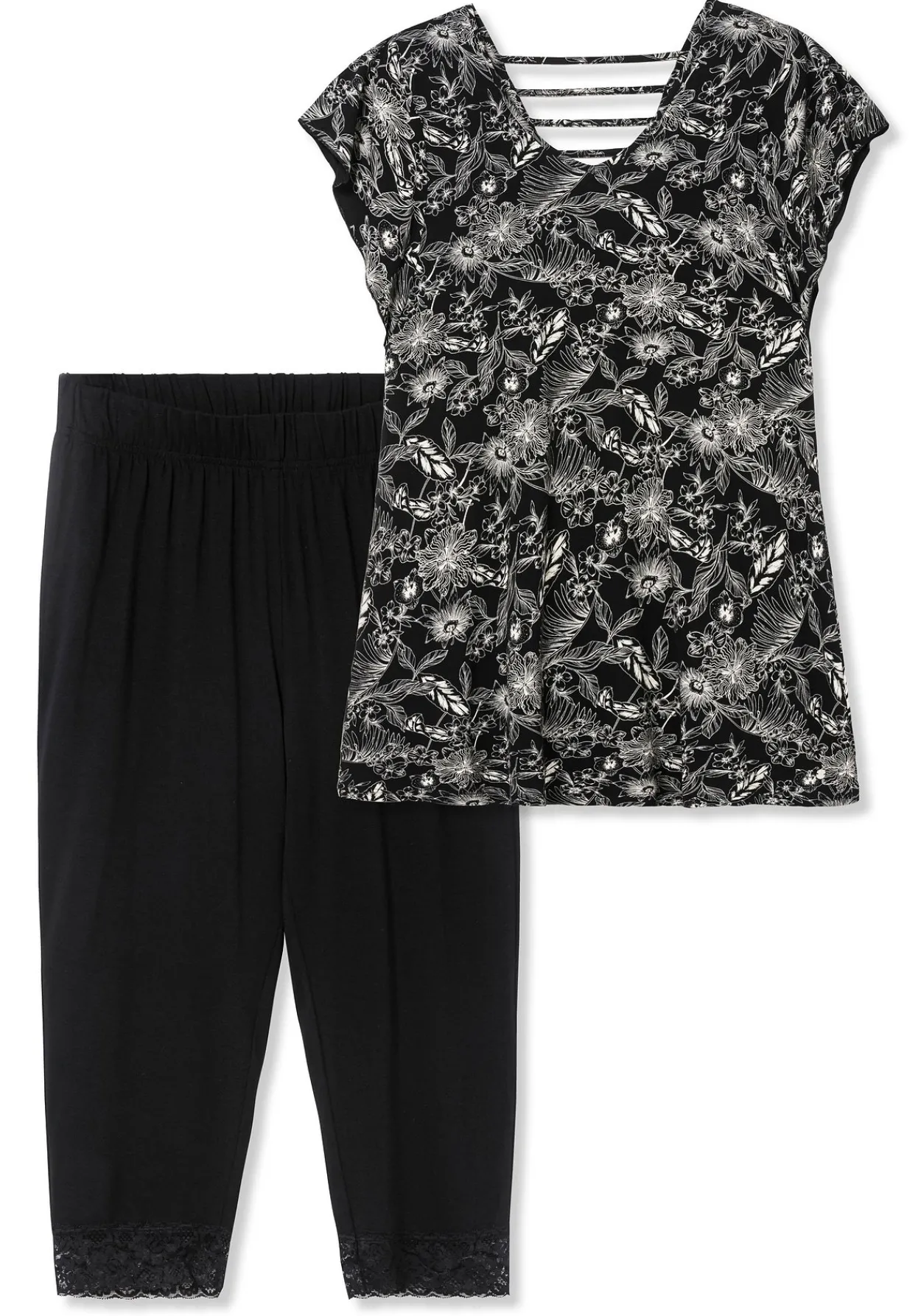 Set aus A-Linien-Shirt und Capri-Leggings<sheego Clearance