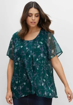 Shirt aus Chiffon mit Alloverdruck und Falten von<sheego Discount