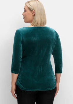 Shirt aus Samt, mit 3/4-Arm und Raffung seitlich<sheego Online