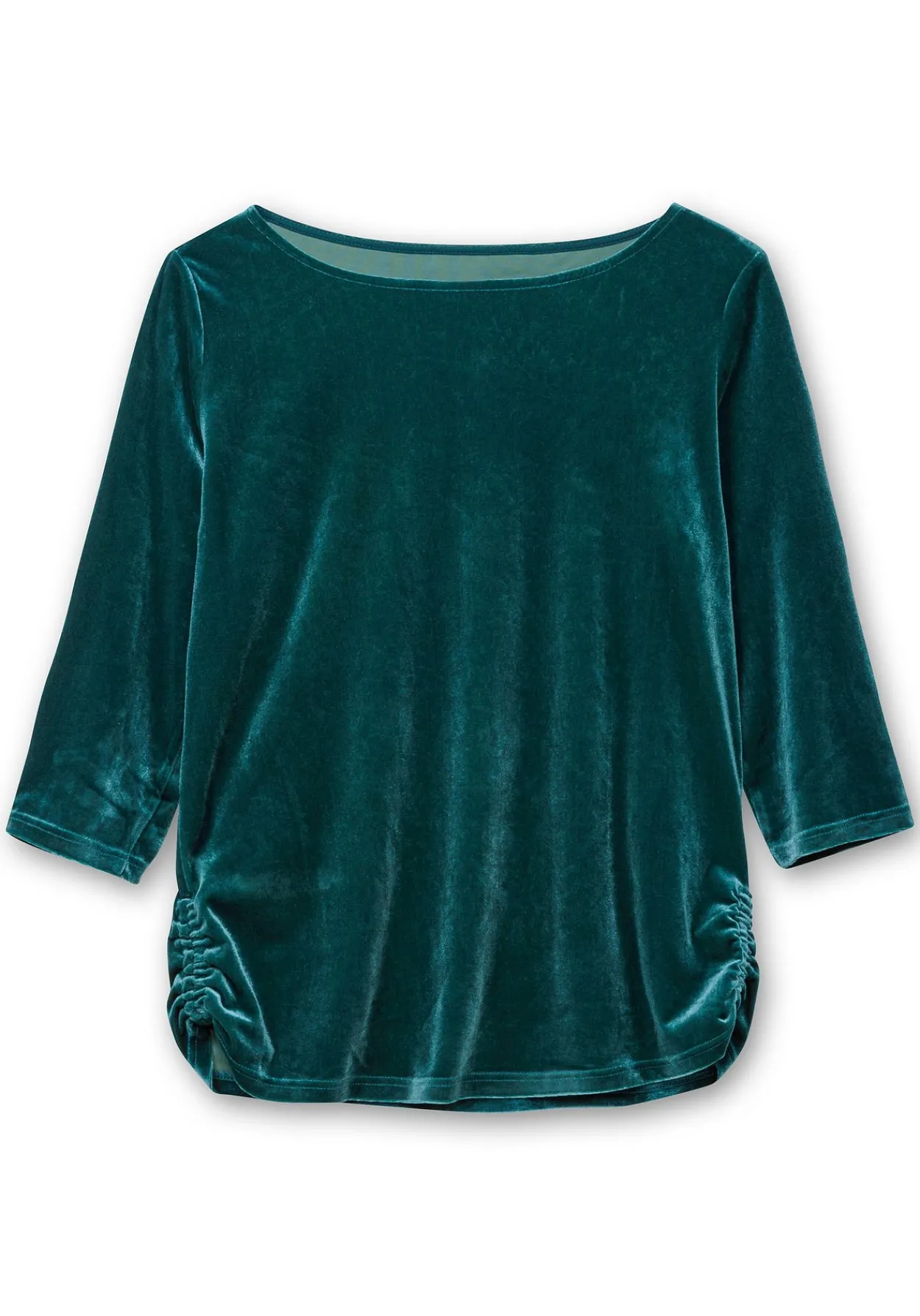 Shirt aus Samt, mit 3/4-Arm und Raffung seitlich<sheego Online