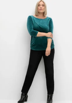Shirt aus Samt, mit 3/4-Arm und Raffung seitlich<sheego Online