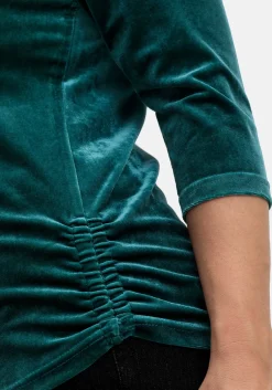 Shirt aus Samt, mit 3/4-Arm und Raffung seitlich<sheego Online