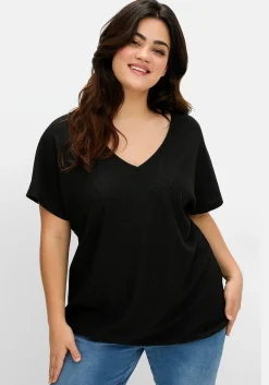 Shirt aus Struktur-Jersey, mit Gummizugsaum<sheego Hot