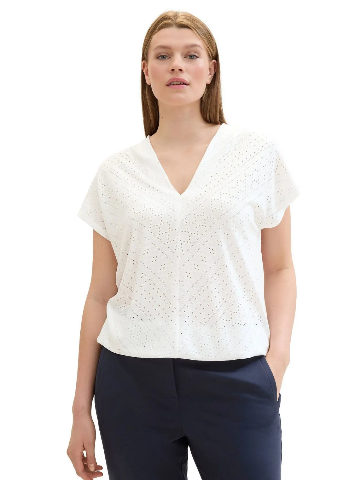 Shirt im Ajourmuster, mit elastischem Bund<TOM TAILOR Plus New