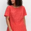 Shirt im Materialmix, mit Lochstickereien<sheego by Joe Browns Fashion