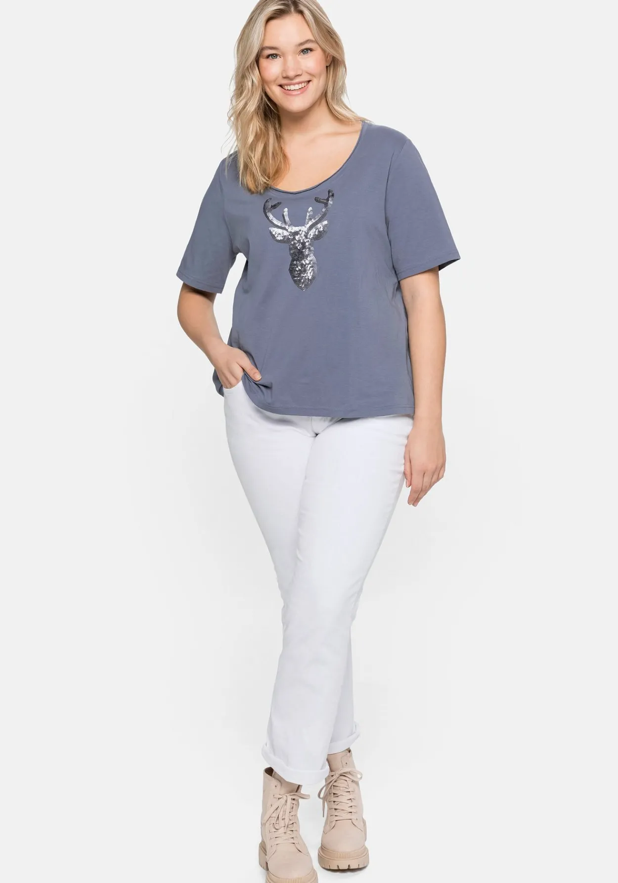 Shirt im Trachtenlook, mit Pailletten<sheego New