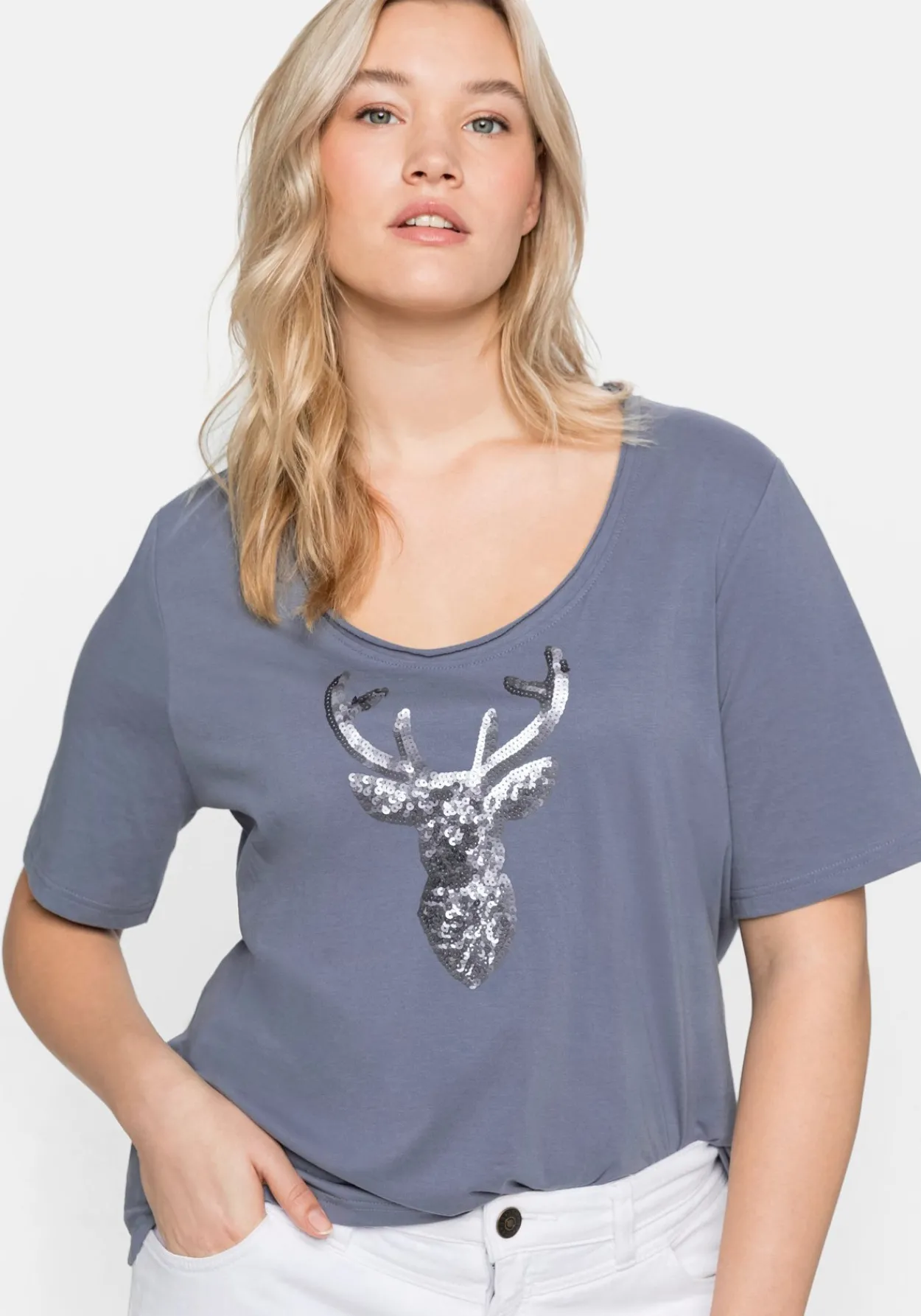 Shirt im Trachtenlook, mit Pailletten<sheego New