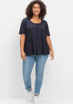 Shirt in A-Linie mit dekorativer Blende, aus Viskose-Jersey<sheego Outlet
