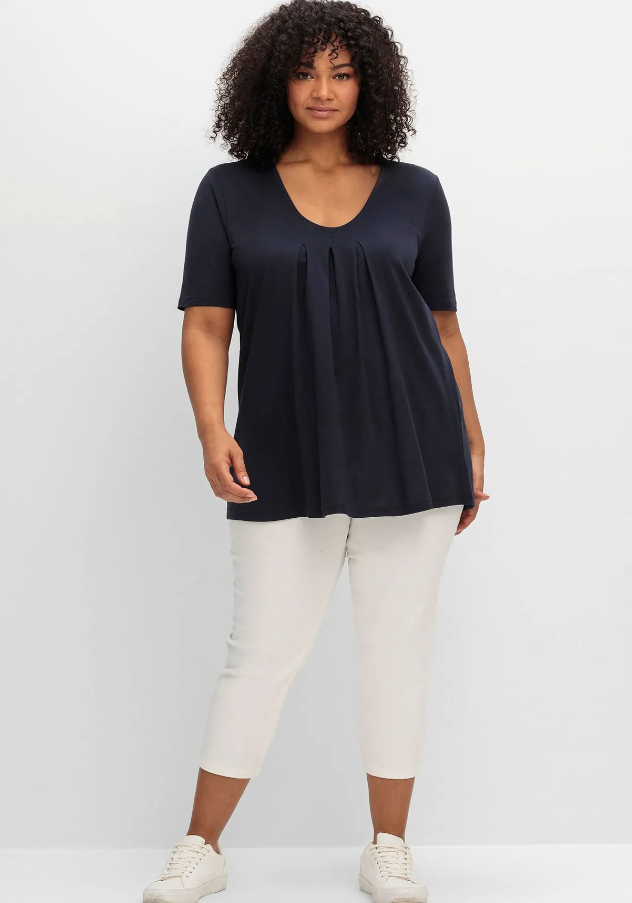 Shirt in A-Linie, mit Kellerfalten am Ausschnitt<sheego New
