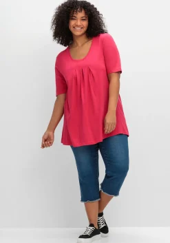 Shirt in A-Linie, mit Kellerfalten am Ausschnitt<sheego Hot