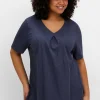 Shirt in A-Linie, mit V-Ausschnitt und Kellerfalte<sheego Fashion