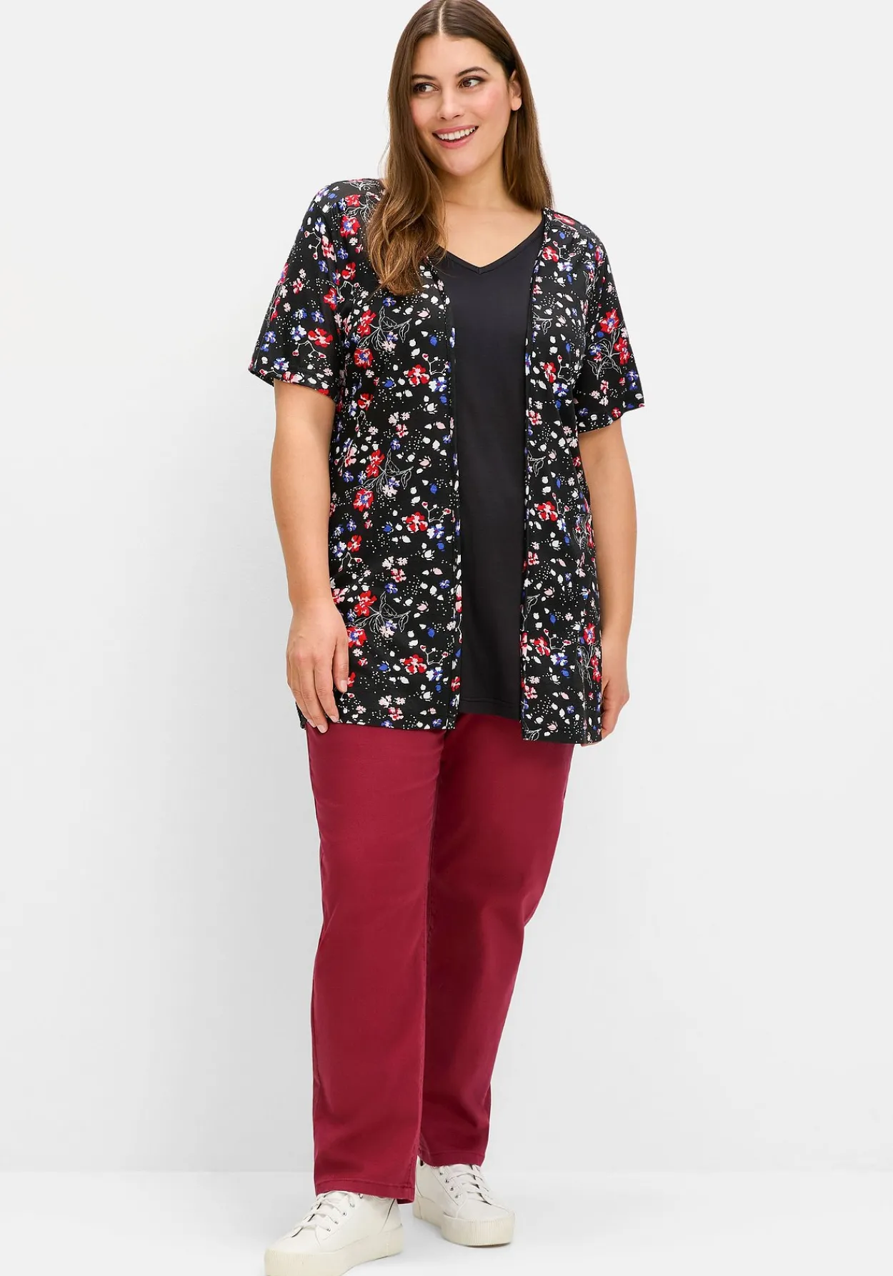 Shirt in 2-in-1-Optik, mit Blumendruck<sheego Fashion