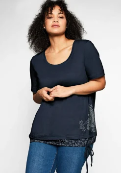 Shirt in 2-in-1-Optik mit Print und Tunnelzug<sheego New