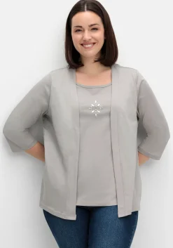 Shirt in 2-in-Optik, mit 3/4-Ärmeln und Glitzerdetail<sheego New