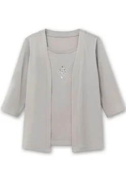 Shirt in 2-in-Optik, mit 3/4-Ärmeln und Glitzerdetail<sheego New