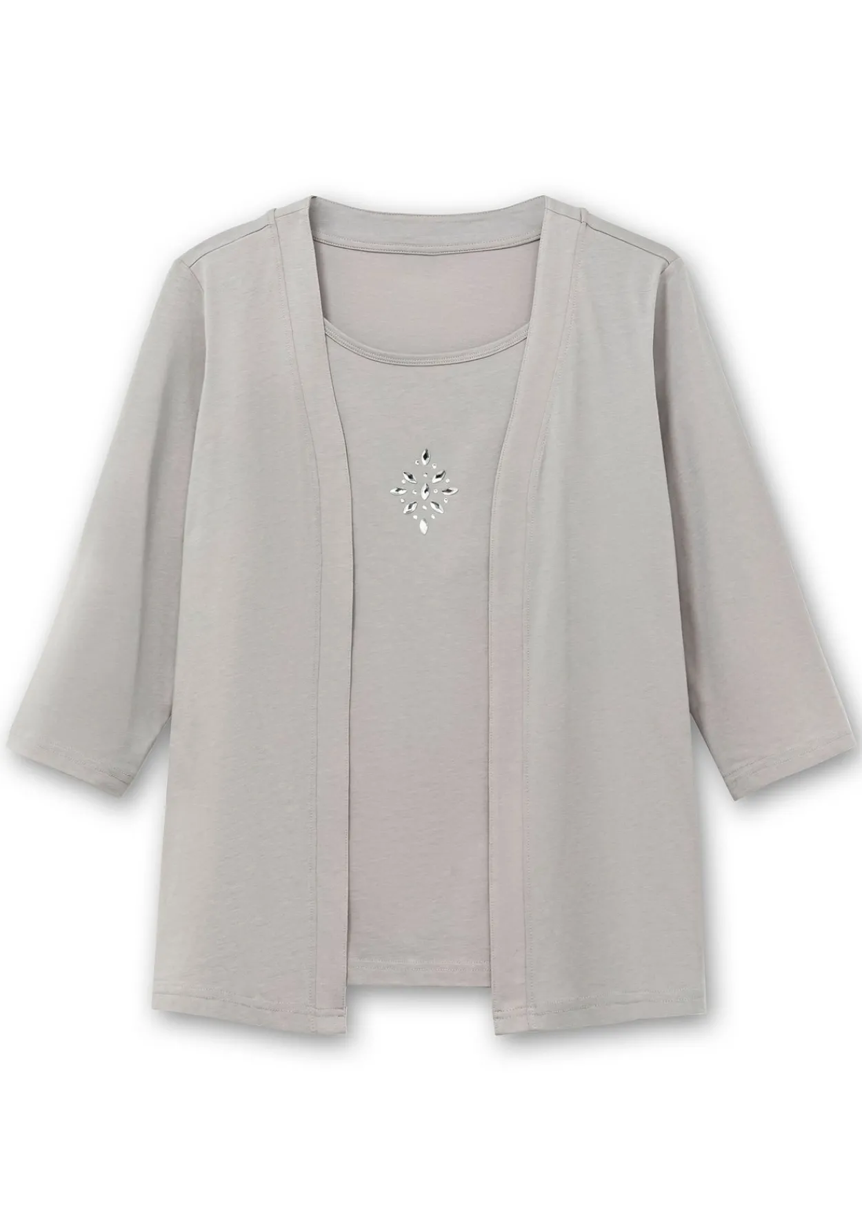 Shirt in 2-in-Optik, mit 3/4-Ärmeln und Glitzerdetail<sheego New