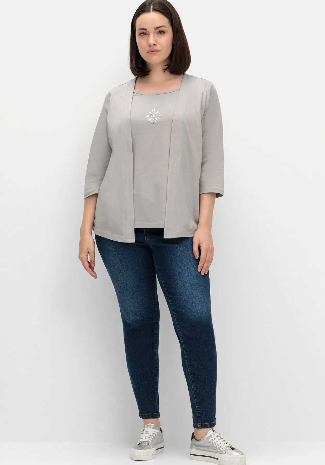 Shirt in 2-in-Optik, mit 3/4-Ärmeln und Glitzerdetail<sheego New
