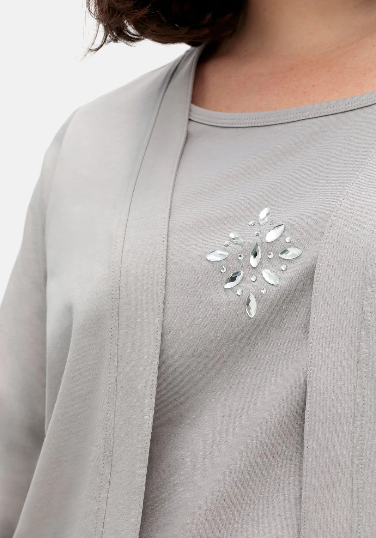 Shirt in 2-in-Optik, mit 3/4-Ärmeln und Glitzerdetail<sheego New