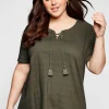 Shirt in Jacquard-Optik, Bindeband am Ausschnitt<sheego Clearance