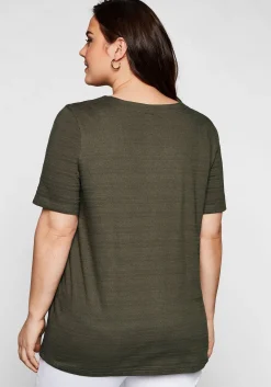 Shirt in Jacquard-Optik, Bindeband am Ausschnitt<sheego Clearance