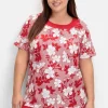 Shirt in leichter A-Linie, mit Blumendruck und Streifen<sheego Online