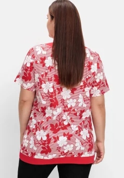 Shirt in leichter A-Linie, mit Blumendruck und Streifen<sheego Online