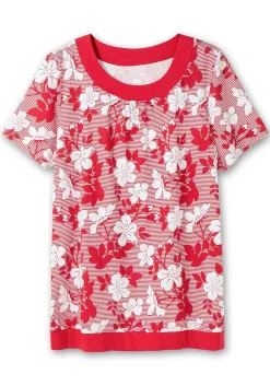 Shirt in leichter A-Linie, mit Blumendruck und Streifen<sheego Online