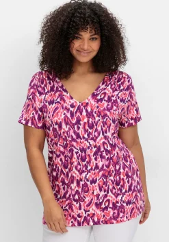 Shirt mit Alloverdruck und V-Ausschnitt<sheego by Joe Browns Best