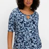 Shirt mit Alloverprint und Cut-out vorn<sheego Fashion