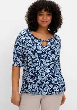 Shirt mit Alloverprint und Cut-out vorn<sheego Fashion