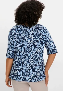 Shirt mit Alloverprint und Cut-out vorn<sheego Fashion