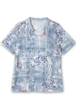 Shirt mit Alloverprint und V-Ausschnitt<sheego Hot