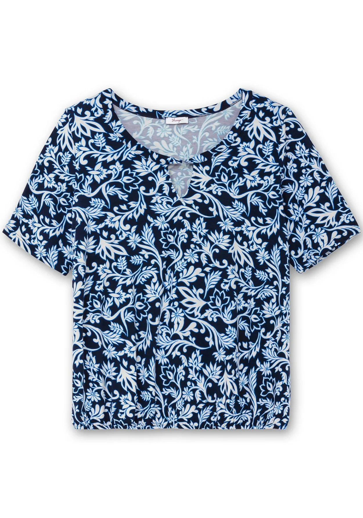 Shirt mit Alloverprint und Cut-out vorn<sheego Fashion