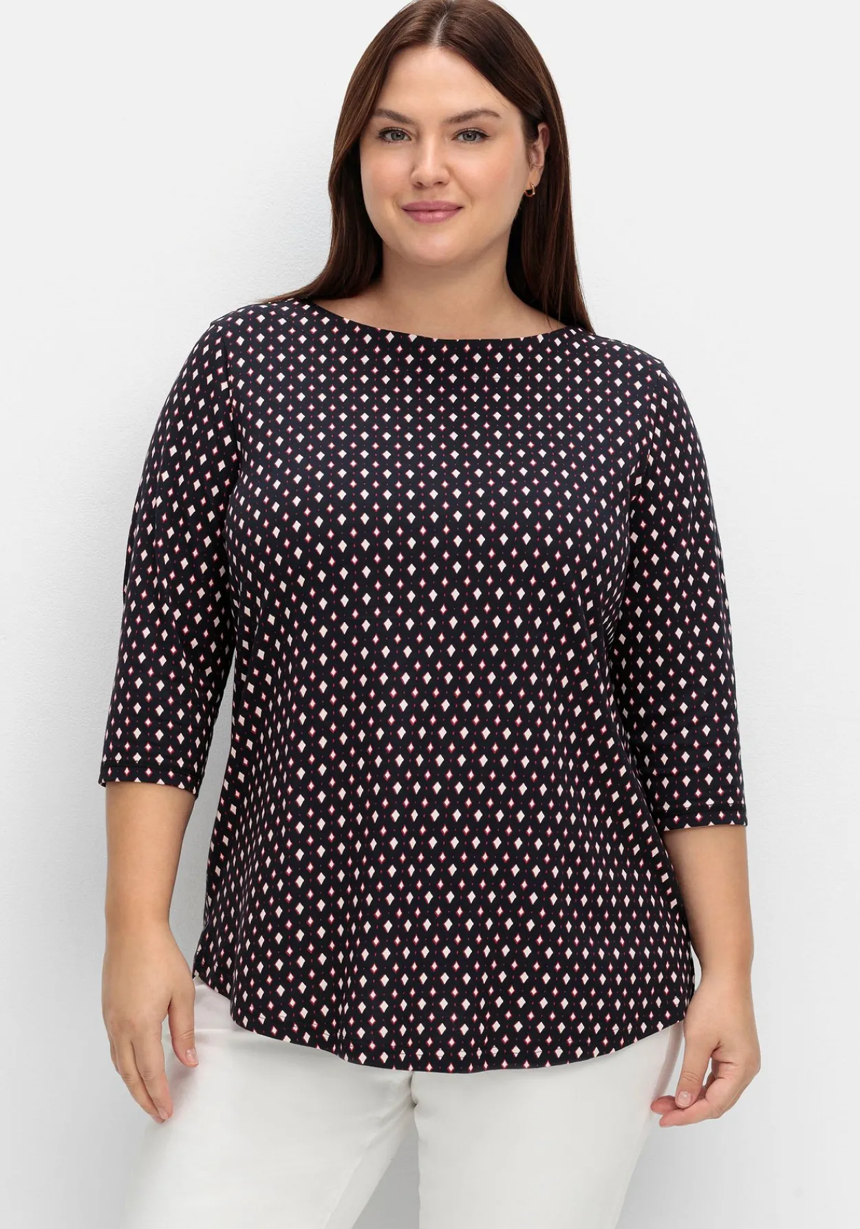 Shirt mit 3/4-Arm und Minimalprint<sheego Online