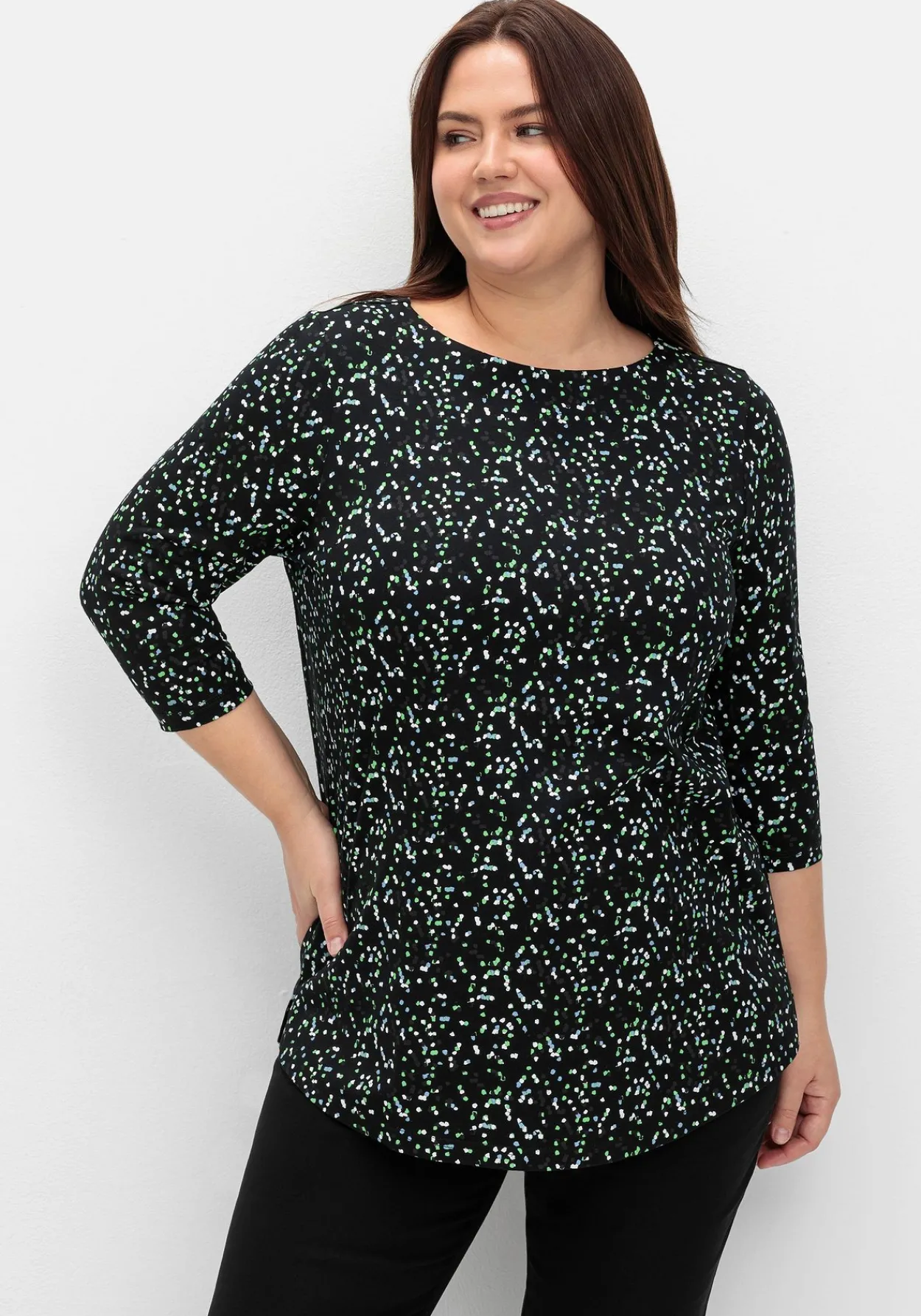Shirt mit 3/4-Arm und Minimalprint<sheego Discount