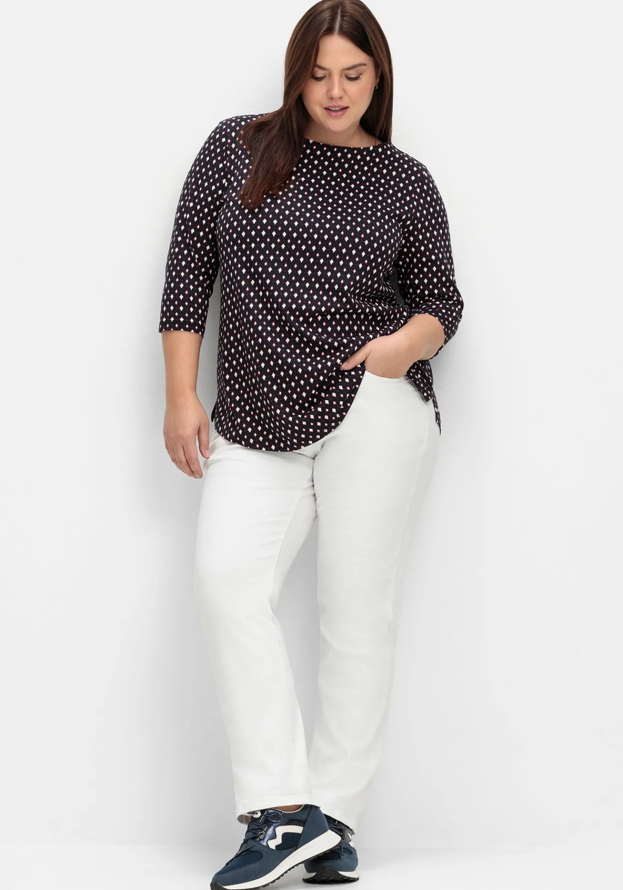 Shirt mit 3/4-Arm und Minimalprint<sheego Online