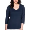 Shirt mit 3/4-Arm und V-Ausschnitt, in Rippqualität<sheego Sale