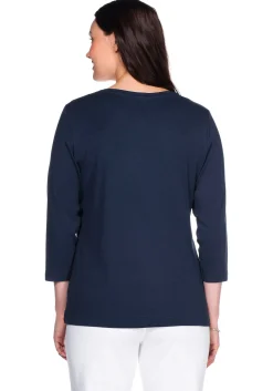 Shirt mit 3/4-Arm und V-Ausschnitt, in Rippqualität<sheego Sale