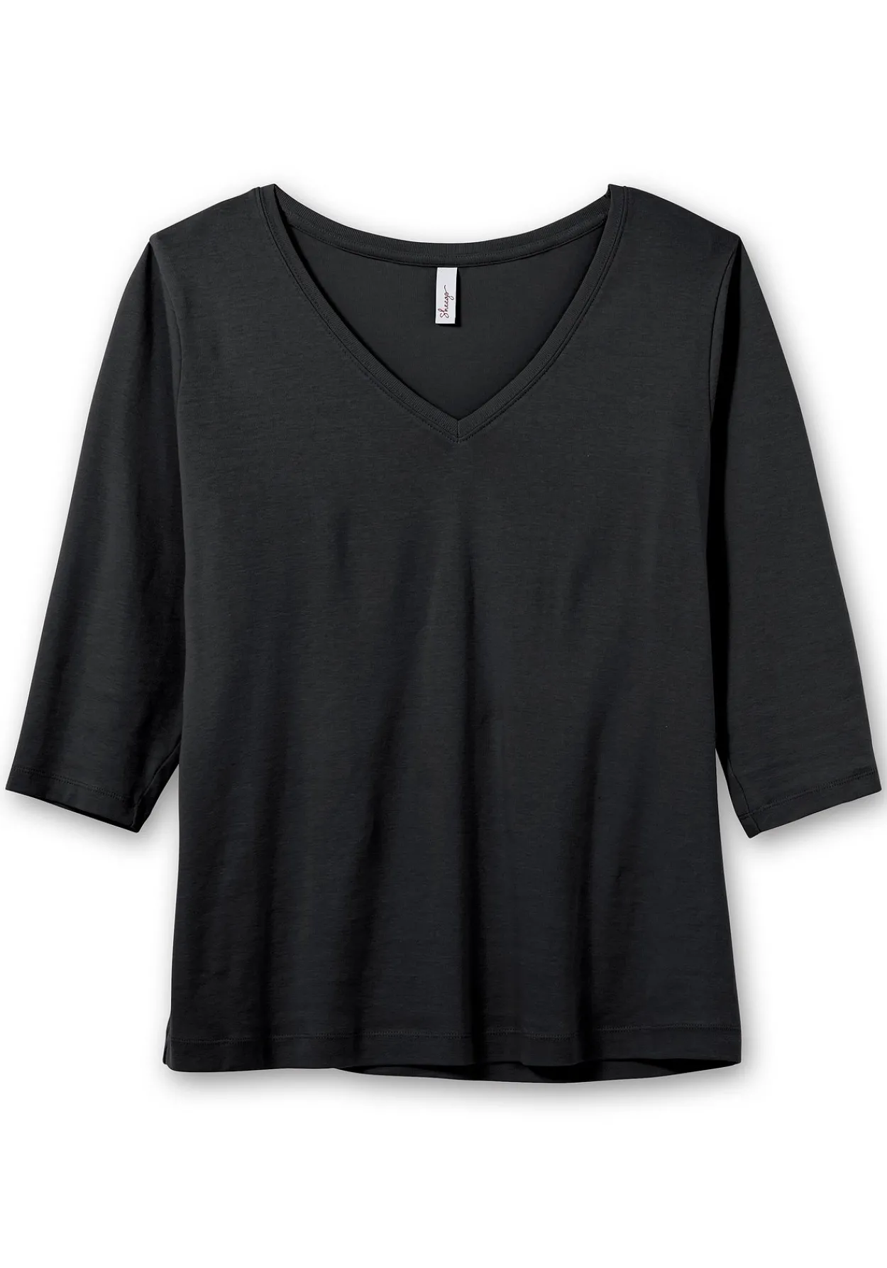 Shirt mit 3/4-Arm und V-Ausschnitt, in Rippqualität<sheego Outlet