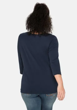 Shirt mit 3/4-Arm und weitem Rundhalsausschnitt<sheego New