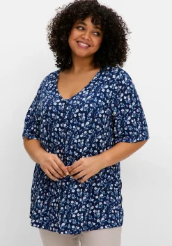 Shirt mit Blümchenprint und Knopfleiste<sheego Outlet